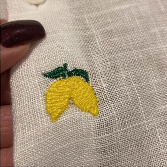 Puro Lino 100% linen lemon 🍋 embroidered blouse, XL - Picture 3 of 10